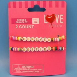 2 Beaded Friendship Bracelets, "Forever" + "Besties" Stretchy Band, Swifties
